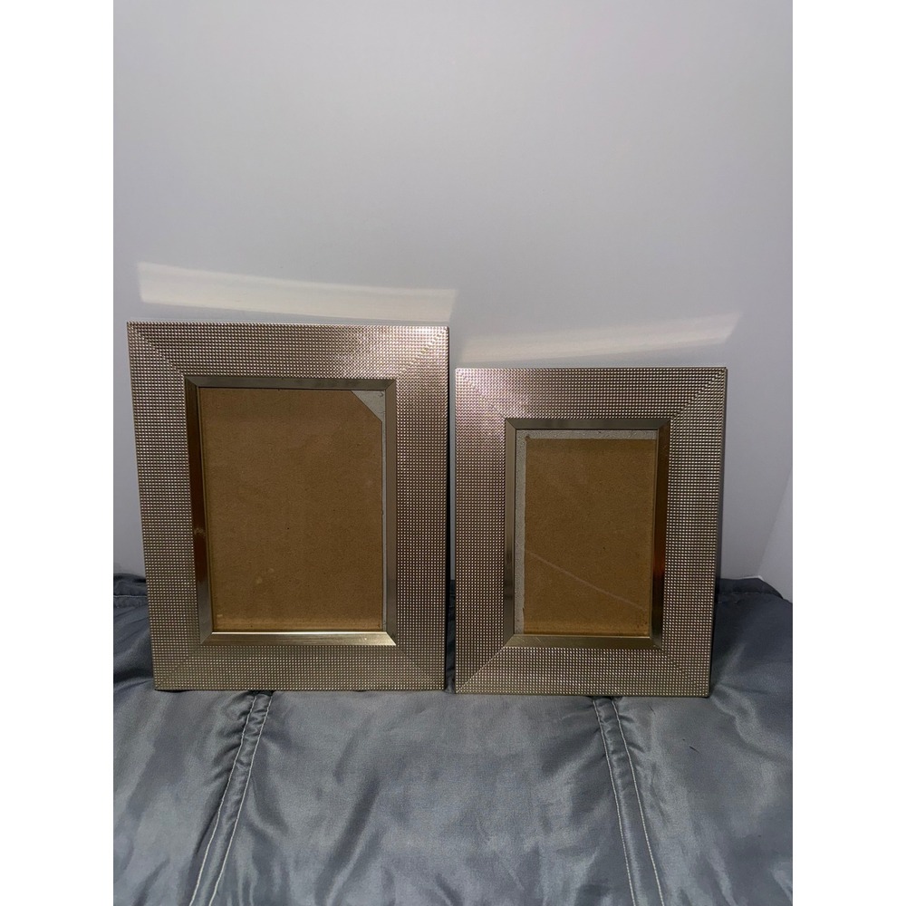 Mikasa Gold Textured Picture Frame Set of 2 Hobnail Beveled Tabletop Wall Mount